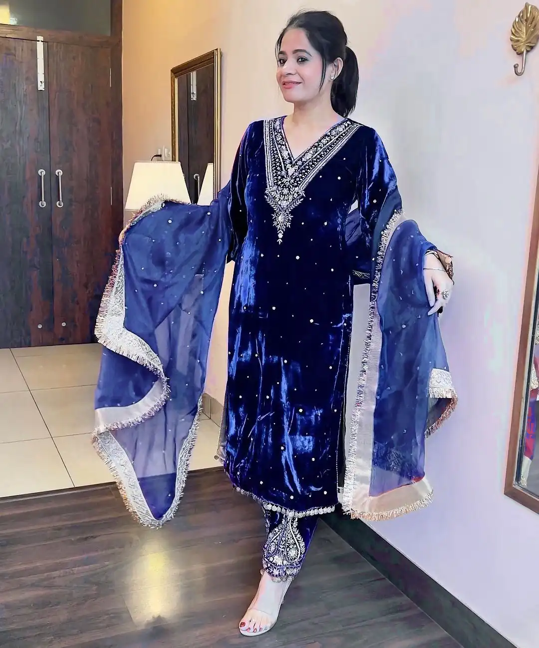 AD 134 Royal Blue Color Heavy Pure Viscose Velvet Embroidery Sharara Suit Wedding, Party, Festive, Events Etc. Expected Delivery  4-6 Working Days @2099/- | Jump Suits, Casual Suits, Creative suits, Designer Suits, Palazzo Suits, Party Wear Suits, Patiala Suits, Salwar suit, Straight Suits