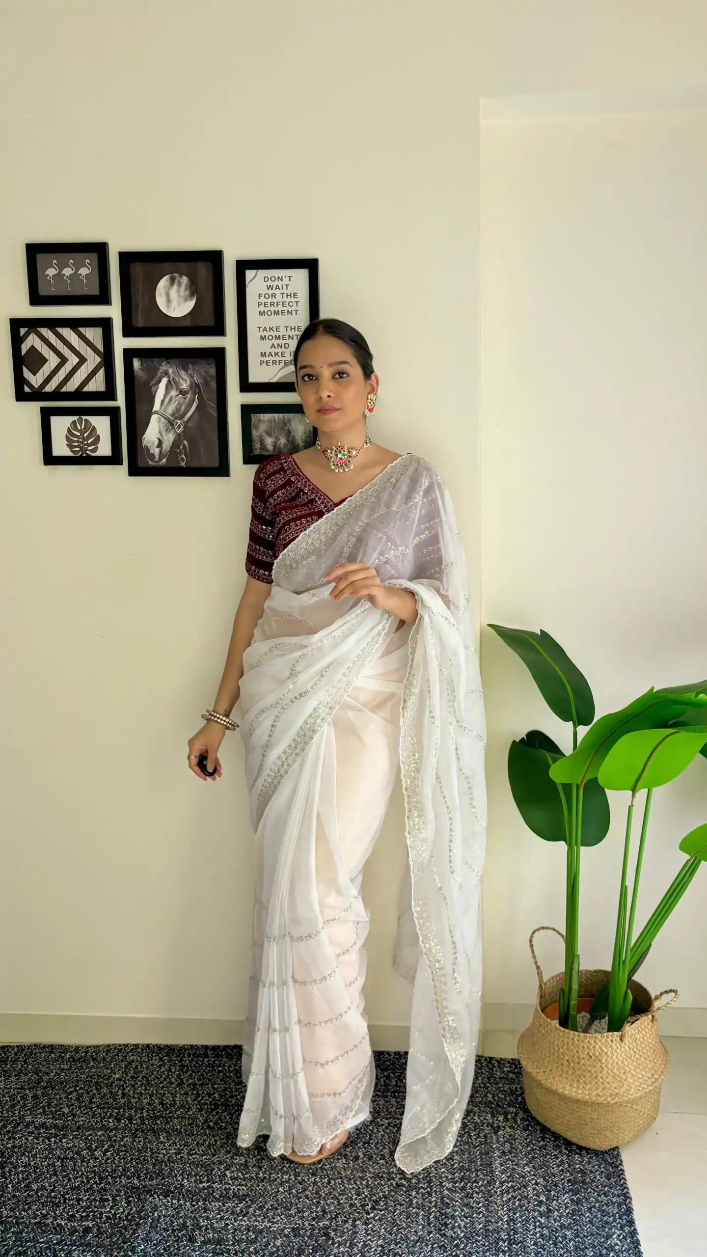 AC BROWNIE White Color Soft Organza Zari With Sequence Saree Blouse :Heavy Velvet Casual, Wedding, Festive, Events Expected Delivery 4-6 Working Days @1999 | Bollywood Sarees, Creative Sarees, Designer Sarees, Embroidered Sarees, Ethnic Saree, Modern Digital sarees, Party Wear Sarees, Sarees