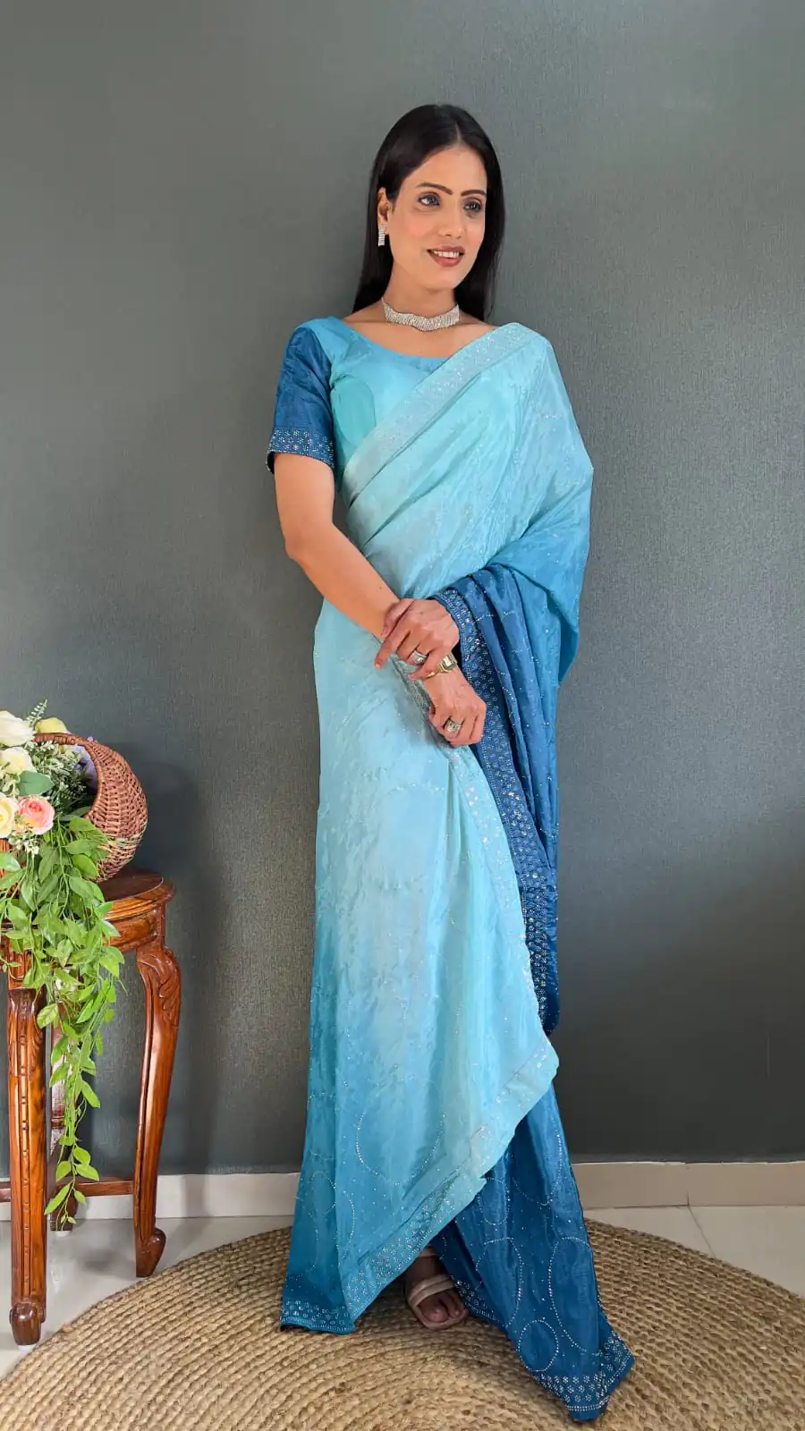 JM Strawberry Royal Blue Color Pure Chinon Chiffon Sirvoski Dimond Saree Casual, Wedding, Festive, Events . Expected Delivery 4-6 Working Days @1549/- | Bollywood Sarees, Creative Sarees, Designer Sarees, Embroidered Sarees, Ethnic Saree, Modern Digital sarees, Party Wear Sarees, Sarees
