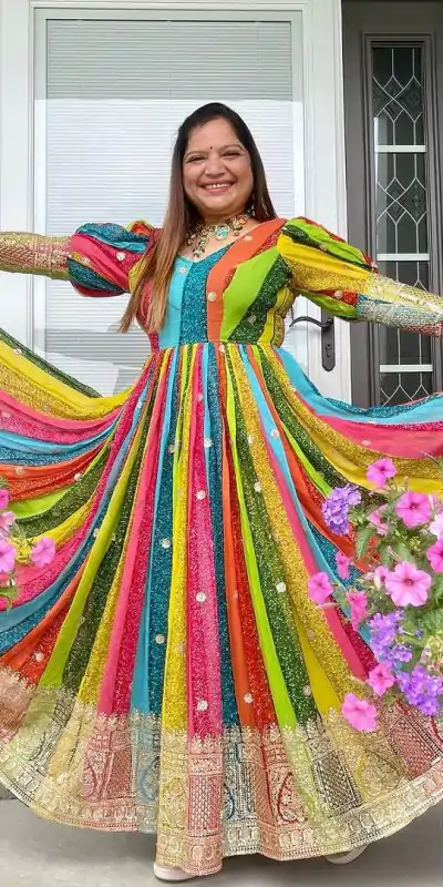 RTC 5619 Multi Color Foix Georgette With Digital Printed Gown Casual, Wedding, Party, Festive, Events Etc. Expected Delivery 4-6 Working Days @2499/- | Bollywood Gowns, Creative Gowns, Designer Gowns, Embroidered Gowns, Gowns, Party Wear Gowns