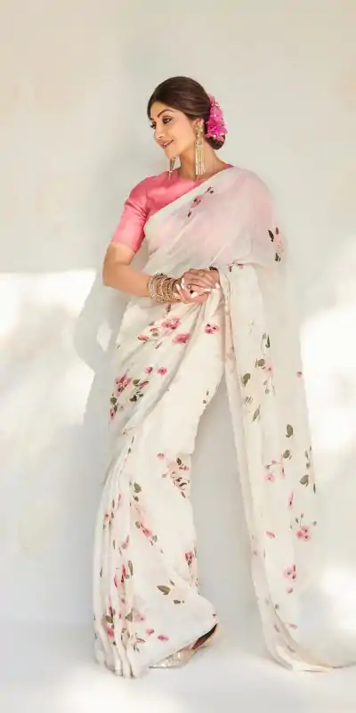 RS Shilpa Shetty Cream Color Linen Digital Flower Printed Saree Casual, Party, Wedding, Festive, Events Etc. Expected Delivery 4-6 Working Days @1449/- Only | Bollywood Sarees, Creative Sarees, Designer Sarees, Embroidered Sarees, Ethnic Saree, Modern Digital sarees, Party Wear Sarees, Sarees
