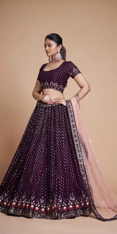 RC 247 Coffee Color Heavy Georgette Embroidery Sequins Lehenga Choli Casual, Party Wedding, Festive, Events Etc. Delivery  4-6 Working Days 4999/- | Bollywood Lehenga, Creative Lehenga, Designer Lehenga, Embroidered Lehenga, Lehenga, Party Wear Lehenga