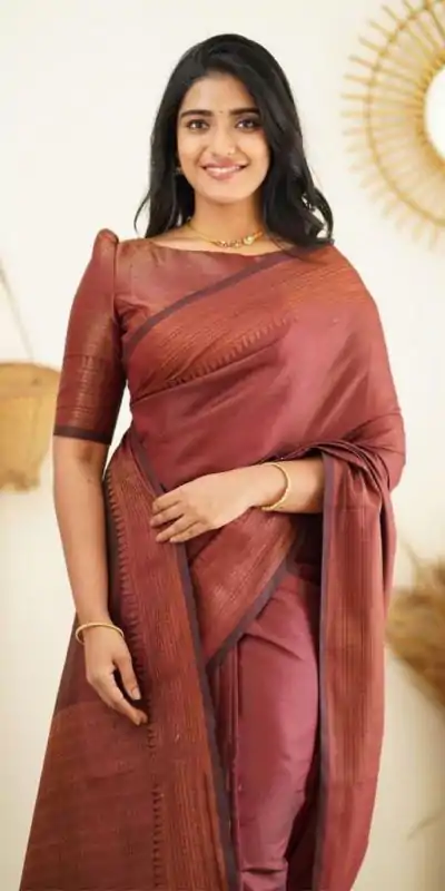 KP 4068 Brown Color Soft Lichi Silk Cloth Rich Pallu All Over Saree Events Casual, Wedding, Festive, Events Etc. Expected Delivery 4-6 Working Days @1349/- | Bollywood Sarees, Creative Sarees, Designer Sarees, Embroidered Sarees, Ethnic Saree, Modern Digital sarees, Party Wear Sarees, Sarees