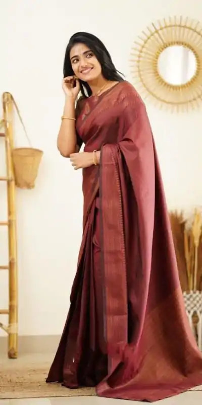 KP 4068 Brown Color Soft Lichi Silk Cloth Rich Pallu All Over Saree Events Casual, Wedding, Festive, Events Etc. Expected Delivery 4-6 Working Days @1349/- | Bollywood Sarees, Creative Sarees, Designer Sarees, Embroidered Sarees, Ethnic Saree, Modern Digital sarees, Party Wear Sarees, Sarees