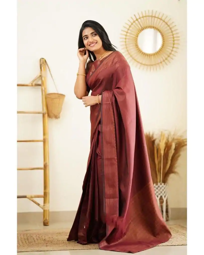 KP 4068 Brown Color Soft Lichi Silk Cloth Rich Pallu All Over Saree Events Casual, Wedding, Festive, Events Etc. Expected Delivery 4-6 Working Days @1349/- | Bollywood Sarees, Creative Sarees, Designer Sarees, Embroidered Sarees, Ethnic Saree, Modern Digital sarees, Party Wear Sarees, Sarees