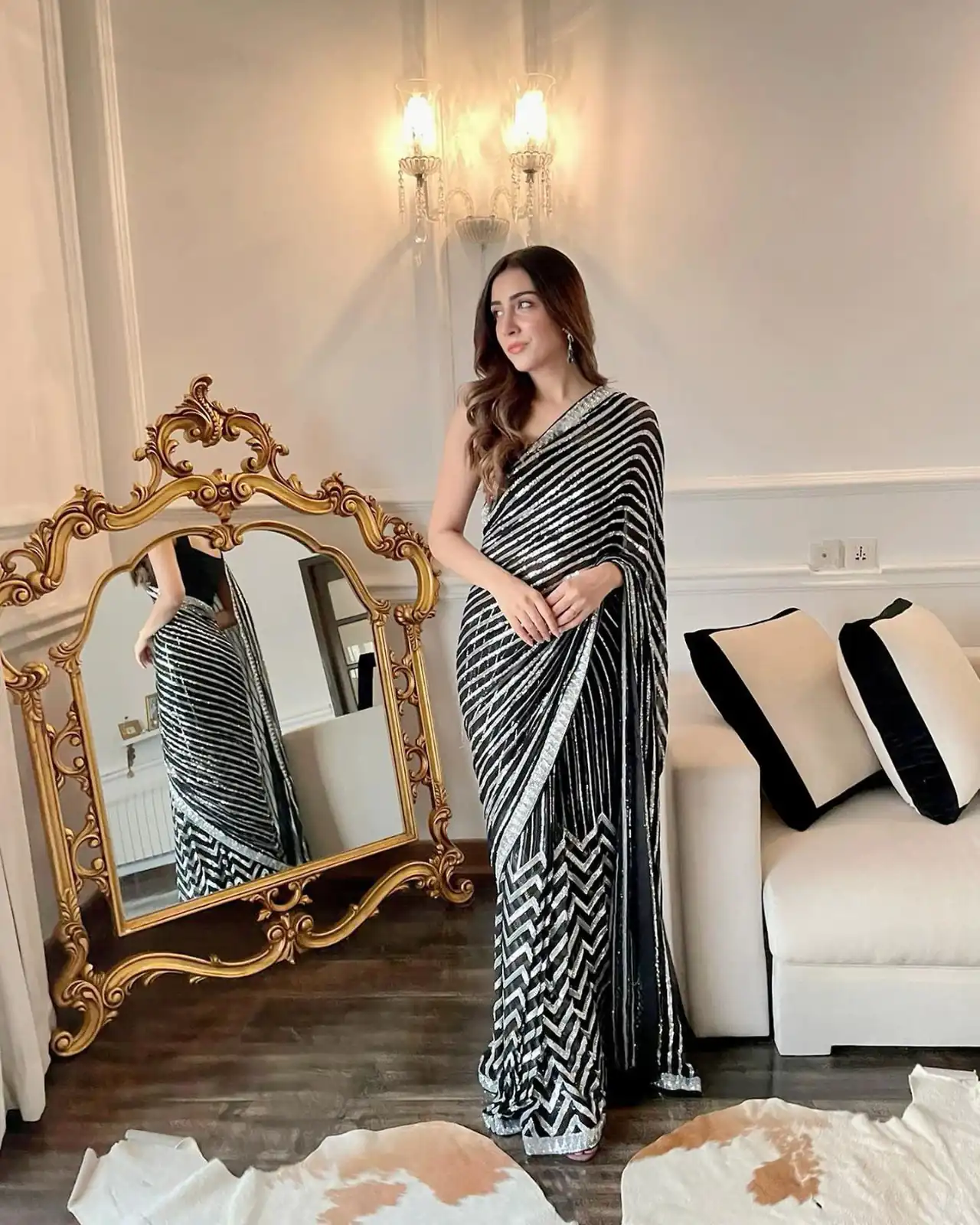 JR 601A Black & White Color Georgette Embroidery Sequence lace piping Work Saree Casual, Wedding, Festive, Events . Expected Delivery  4-6 Working Days @1749 | Bollywood Sarees, Creative Sarees, Designer Sarees, Embroidered Sarees, Ethnic Saree, Modern Digital sarees, Party Wear Sarees, Sarees
