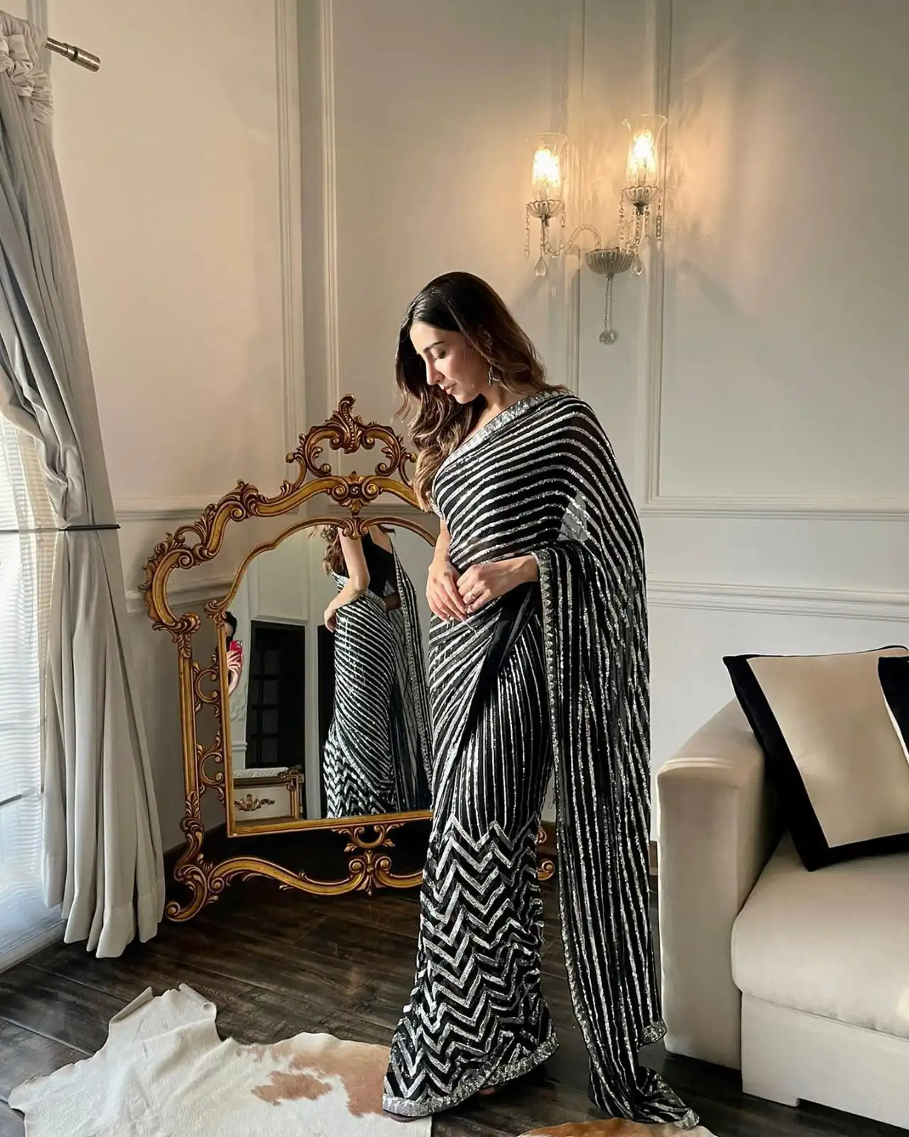 JR 601A Black & White Color Georgette Embroidery Sequence lace piping Work Saree Casual, Wedding, Festive, Events . Expected Delivery  4-6 Working Days @1749 | Bollywood Sarees, Creative Sarees, Designer Sarees, Embroidered Sarees, Ethnic Saree, Modern Digital sarees, Party Wear Sarees, Sarees