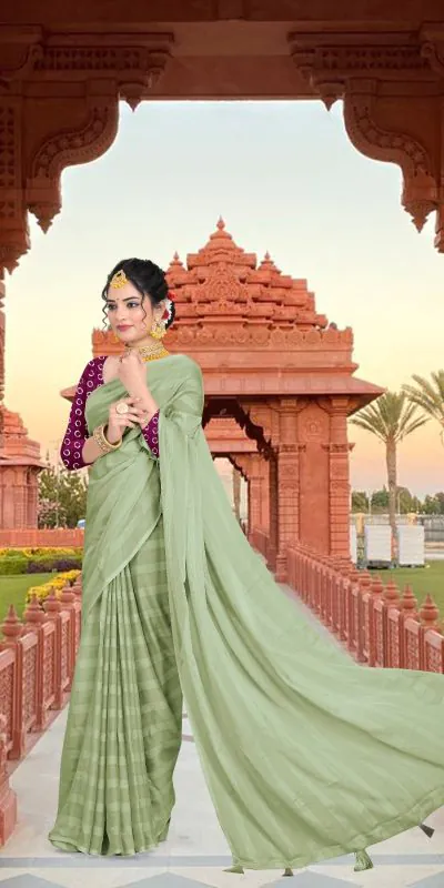 RS Green Color Georgette Chiffon Multiple Zari Pata Design Saree Casual, Party, Wedding, Festive, Events Etc.  Expected Delivery  4-6 Working Days @1599/- | Bollywood Sarees, Creative Sarees, Designer Sarees, Embroidered Sarees, Ethnic Saree, Modern Digital sarees, Party Wear Sarees, Sarees