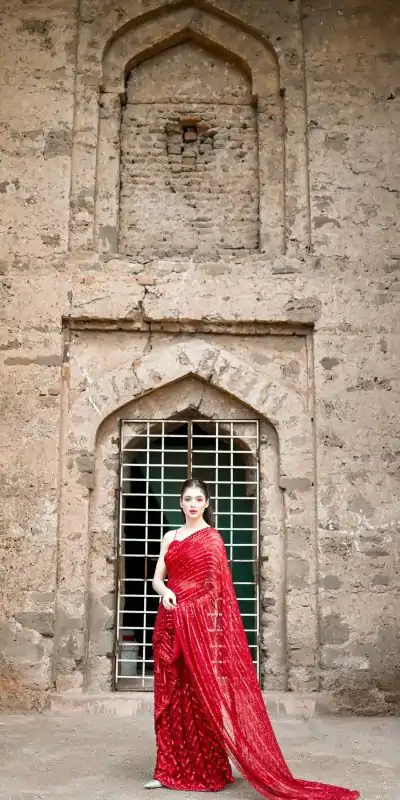 JR 601A Red Color Georgette Embroidery Sequence lace with piping Work Saree Casual, Wedding, Festive, Events Etc. Expected Delivery  4-6 Working Days @1749/- | Bollywood Sarees, Creative Sarees, Designer Sarees, Embroidered Sarees, Ethnic Saree, Modern Digital sarees, Party Wear Sarees, Sarees