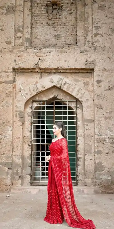 JR 601A Red Color Georgette Embroidery Sequence lace with piping Work Saree Casual, Wedding, Festive, Events Etc. Expected Delivery  4-6 Working Days @1749/- | Bollywood Sarees, Creative Sarees, Designer Sarees, Embroidered Sarees, Ethnic Saree, Modern Digital sarees, Party Wear Sarees, Sarees