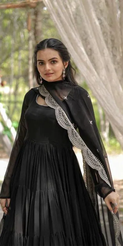 DC G38 Black Color Garget With Full Sleeves Fancy lace Gown Casual, Wedding, Party, Festive, Events Etc. Expected Delivery 4-6 Working Days @1999/- | Bollywood Gowns, Creative Gowns, Designer Gowns, Embroidered Gowns, Gowns, Party Wear Gowns
