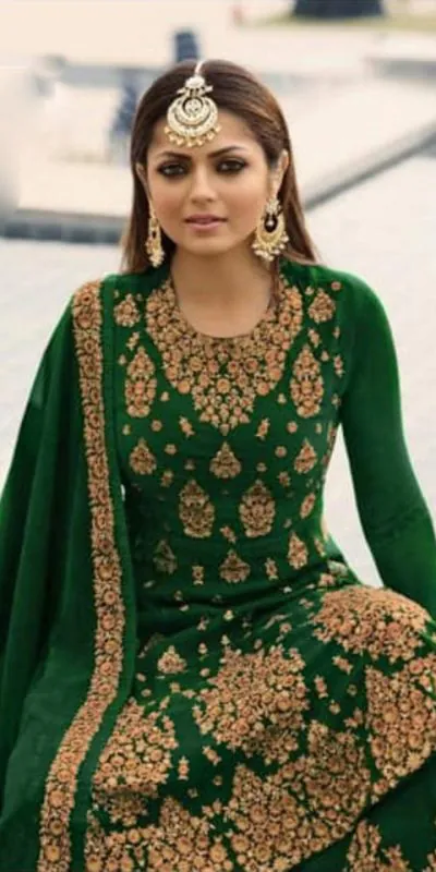 LT NITYA 3805 Green Color Georgette With Embroidery Work Sharara Suit Wedding, Festive, Party Events Etc. Expected Delivery 4-6 Working Days @2349/- | Jump Suits, Casual Suits, Creative suits, Designer Suits, Palazzo Suits, Party Wear Suits, Patiala Suits, Salwar suit, Straight Suits