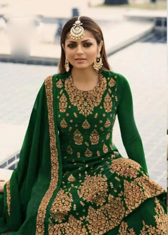 LT NITYA 3805 Green Color Georgette With Embroidery Work Sharara Suit Wedding, Festive, Party Events Etc. Expected Delivery 4-6 Working Days @2349/- | Jump Suits, Casual Suits, Creative suits, Designer Suits, Palazzo Suits, Party Wear Suits, Patiala Suits, Salwar suit, Straight Suits