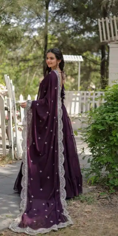 DC G38 Purple Color Garget With Full Sleeves Fancy lace Gown Casual, Wedding, Party, Festive, Events Etc. Expected Delivery 4-6 Working Days @1999/- | Bollywood Gowns, Creative Gowns, Designer Gowns, Embroidered Gowns, Gowns, Party Wear Gowns