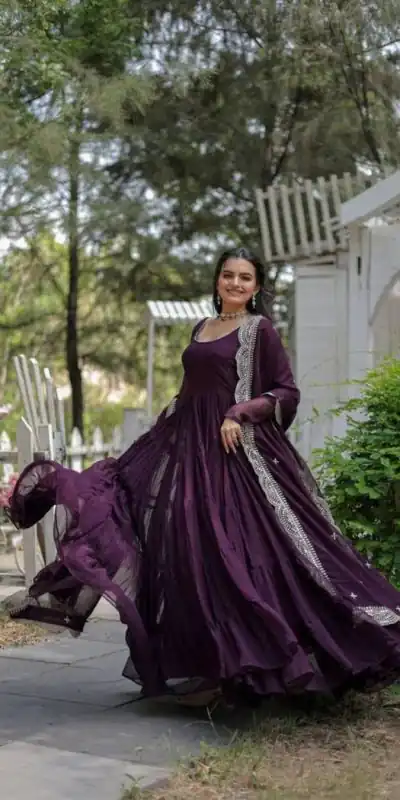 DC G38 Purple Color Garget With Full Sleeves Fancy lace Gown Casual, Wedding, Party, Festive, Events Etc. Expected Delivery 4-6 Working Days @1999/- | Bollywood Gowns, Creative Gowns, Designer Gowns, Embroidered Gowns, Gowns, Party Wear Gowns