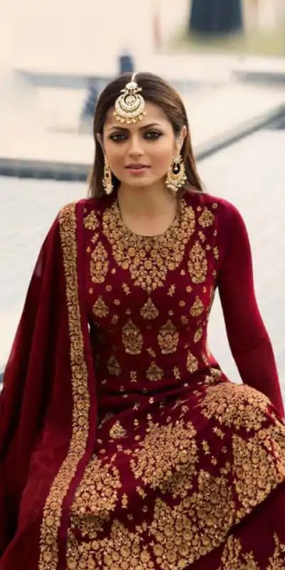 LT NITYA 3805 Red Color Georgette With Embroidery Work Sharara Suit Wedding, Festive, Party Events Etc. Expected Delivery 4-6 Working Days @2349/- | Jump Suits, Casual Suits, Creative suits, Designer Suits, Palazzo Suits, Party Wear Suits, Patiala Suits, Salwar suit, Straight Suits