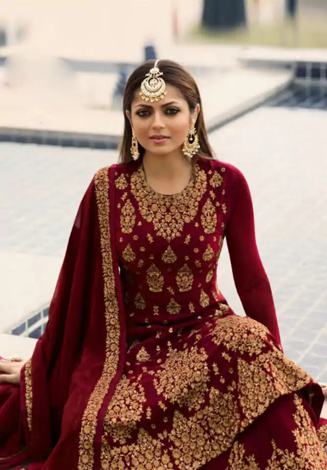 LT NITYA 3805 Red Color Georgette With Embroidery Work Sharara Suit Wedding, Festive, Party Events Etc. Expected Delivery 4-6 Working Days @2349/- | Jump Suits, Casual Suits, Creative suits, Designer Suits, Palazzo Suits, Party Wear Suits, Patiala Suits, Salwar suit, Straight Suits