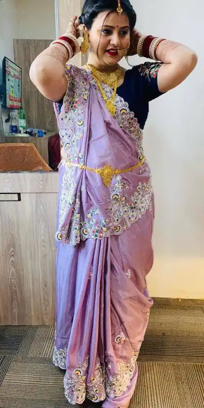 ST 328 Violet Color Vichitra Silk Cotton Embroidery Work Saree Casual, Wedding, Party, Festive, Events Etc. Expected Delivery 4-6 Working Days @1999/- | Bollywood Sarees, Creative Sarees, Designer Sarees, Embroidered Sarees, Ethnic Saree, Modern Digital sarees, Party Wear Sarees, Sarees