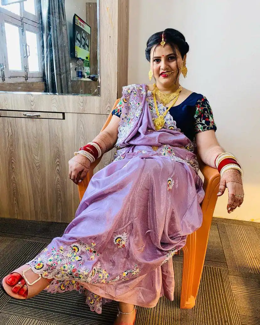 ST 328 Violet Color Vichitra Silk Cotton Embroidery Work Saree Casual, Wedding, Party, Festive, Events Etc. Expected Delivery 4-6 Working Days @1999/- | Bollywood Sarees, Creative Sarees, Designer Sarees, Embroidered Sarees, Ethnic Saree, Modern Digital sarees, Party Wear Sarees, Sarees