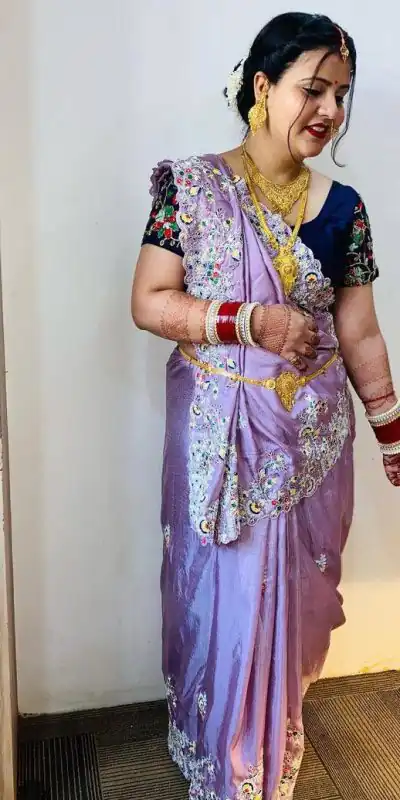 ST 328 Violet Color Vichitra Silk Cotton Embroidery Work Saree Casual, Wedding, Party, Festive, Events Etc. Expected Delivery 4-6 Working Days @1999/- | Bollywood Sarees, Creative Sarees, Designer Sarees, Embroidered Sarees, Ethnic Saree, Modern Digital sarees, Party Wear Sarees, Sarees