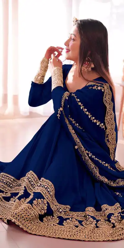 SRK 5125 Blue Color Faux Georgette Silk Embroidery Salwar Suit Wedding, Party, Festive, Events Expected Delivery 4-6 Working Days @ 2099/- | Jump Suits, Casual Suits, Creative suits, Designer Suits, Palazzo Suits, Party Wear Suits, Patiala Suits, Salwar suit, Straight Suits