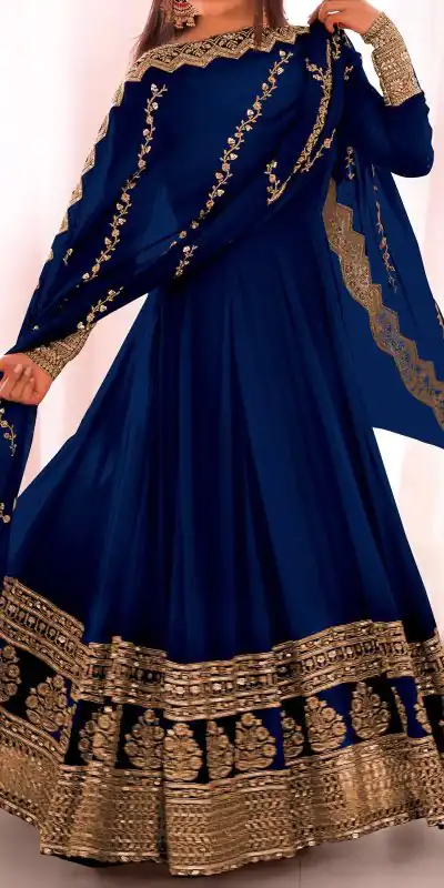 SRK 5125 Blue Color Faux Georgette Silk Embroidery Salwar Suit Wedding, Party, Festive, Events Expected Delivery 4-6 Working Days @ 2099/- | Jump Suits, Casual Suits, Creative suits, Designer Suits, Palazzo Suits, Party Wear Suits, Patiala Suits, Salwar suit, Straight Suits