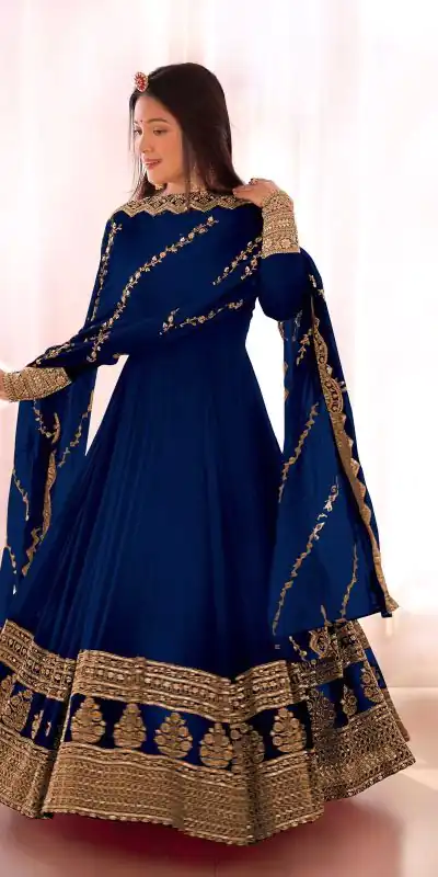 SRK 5125 Blue Color Faux Georgette Silk Embroidery Salwar Suit Wedding, Party, Festive, Events Expected Delivery 4-6 Working Days @ 2099/- | Jump Suits, Casual Suits, Creative suits, Designer Suits, Palazzo Suits, Party Wear Suits, Patiala Suits, Salwar suit, Straight Suits