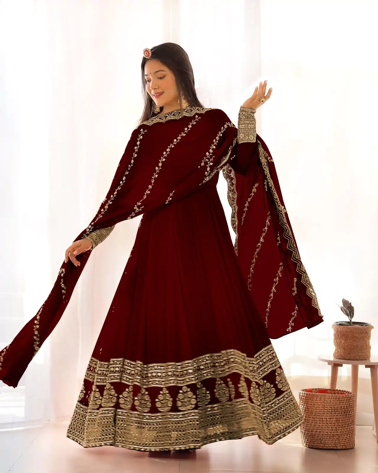 SRK 5125 Wine Color Faux Georgette Silk Embroidery Salwar Suit Wedding, Party, Festive, Events Expected Delivery 4-6 Working Days @ 2099/- | Jump Suits, Casual Suits, Creative suits, Designer Suits, Palazzo Suits, Party Wear Suits, Patiala Suits, Salwar suit, Straight Suits