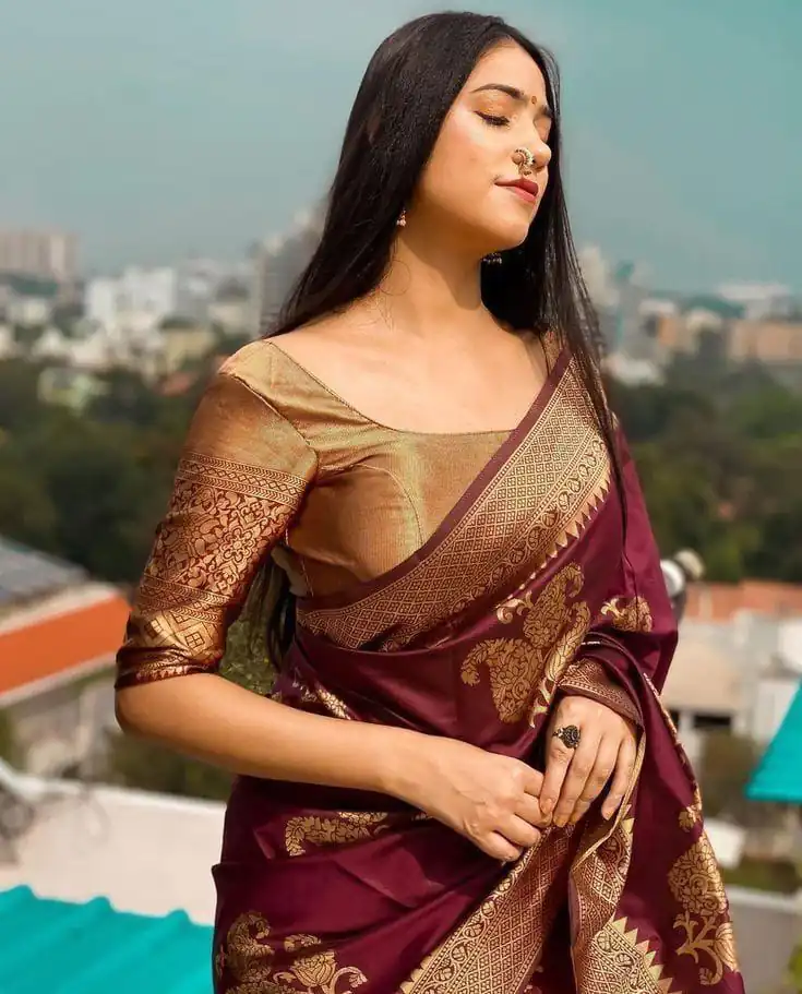 DDF HEERVA Maroon Color Soft Lichi Silk Ordinary Design Rich Pallu Saree Casual, Party Wear, Events, Festivals Etc. Expected Delivery 4-6 Working Days 1399/ | Bollywood Sarees, Creative Sarees, Designer Sarees, Embroidered Sarees, Ethnic Saree, Modern Digital sarees, Party Wear Sarees, Sarees