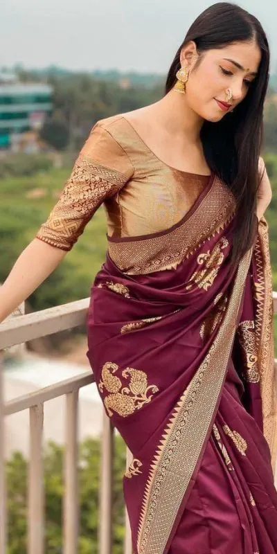 DDF HEERVA Maroon Color Soft Lichi Silk Ordinary Design Rich Pallu Saree Casual, Party Wear, Events, Festivals Etc. Expected Delivery 4-6 Working Days 1399/ | Bollywood Sarees, Creative Sarees, Designer Sarees, Embroidered Sarees, Ethnic Saree, Modern Digital sarees, Party Wear Sarees, Sarees