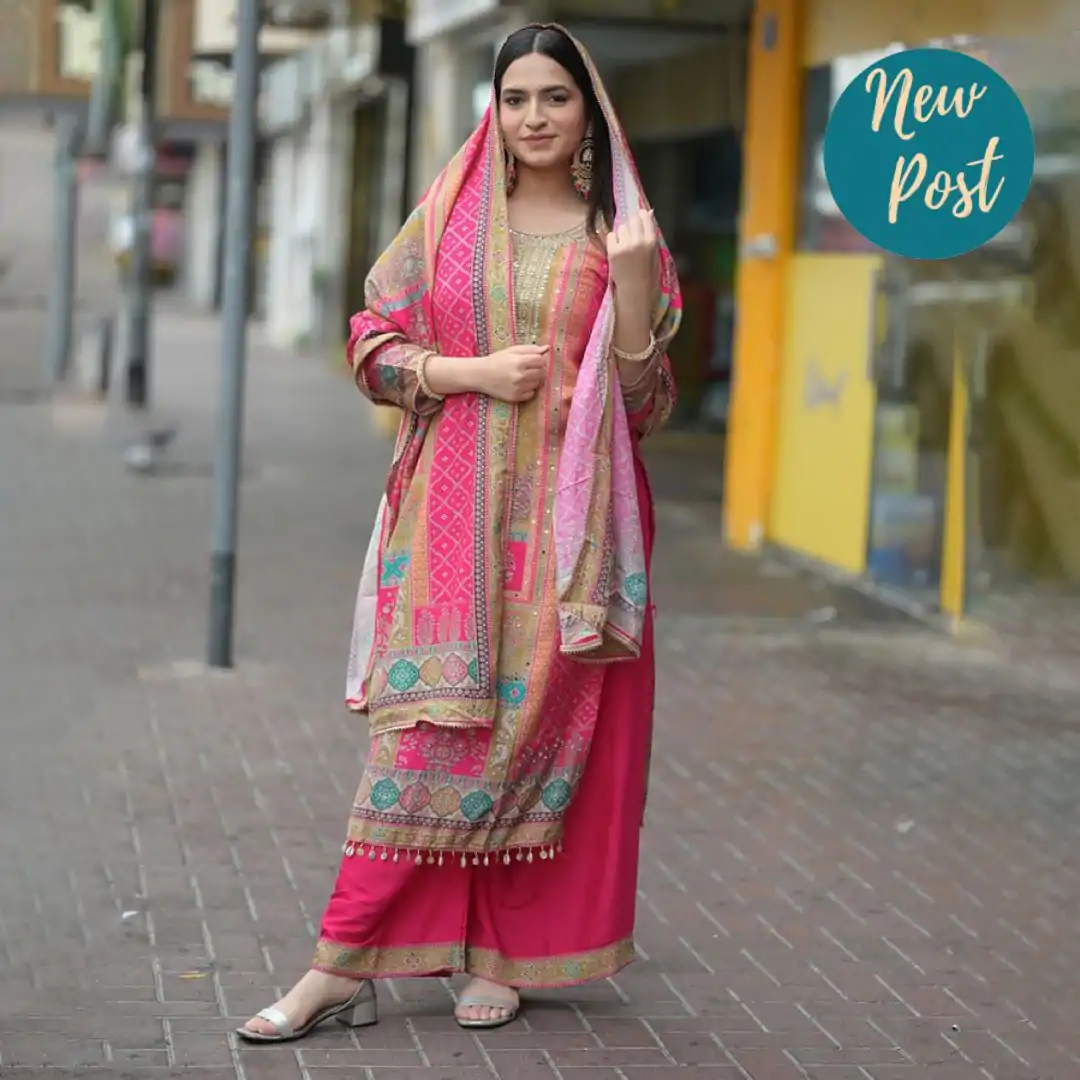 LG-1834 Pink Color Maslin Embroidery Printed Mirror Salwar Suit Casual, Wedding, Festive, Events Expected Delivery 4-6 Working Days @1899/- | Jump Suits, Casual Suits, Creative suits, Designer Suits, Palazzo Suits, Party Wear Suits, Patiala Suits, Salwar suit, Straight Suits