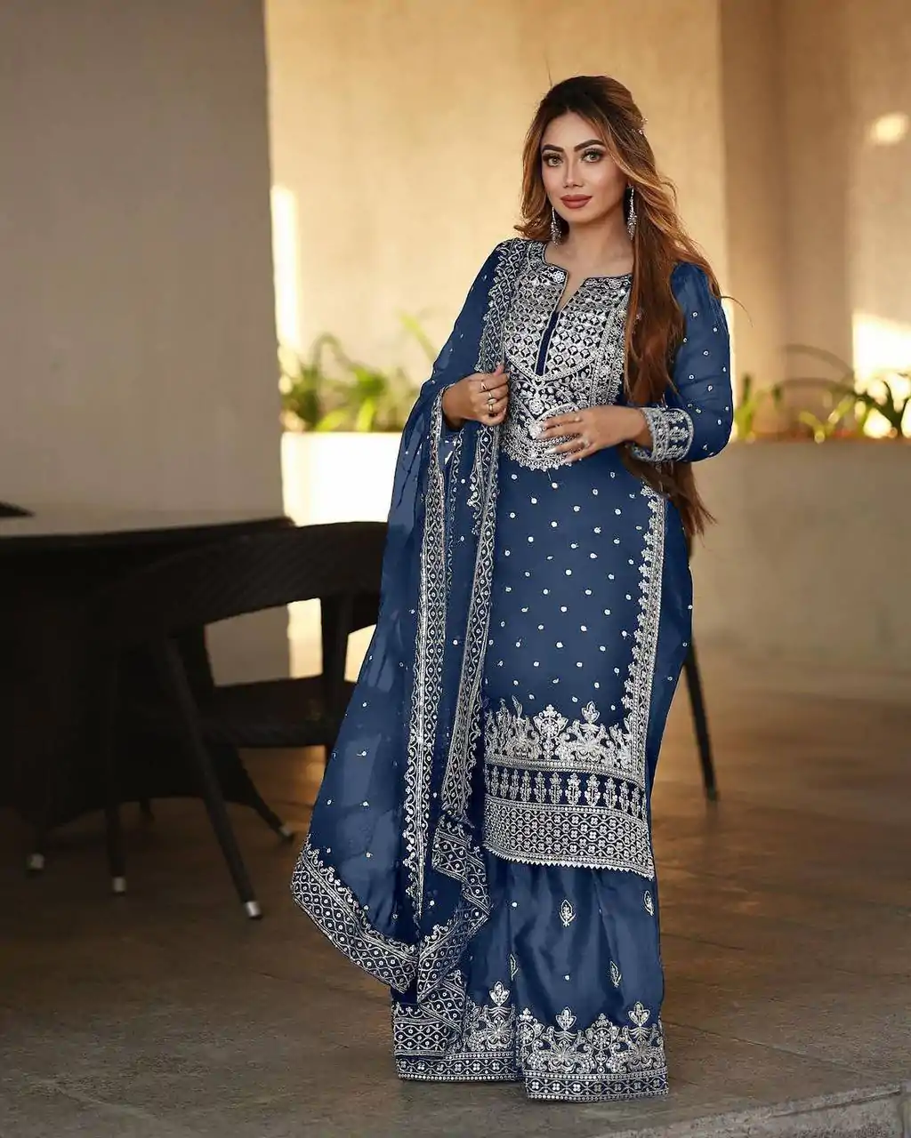 SSR 449 Blue Georgette Embroidery Sequence Salwar Suit Wedding, Party, Festive, Events Expected Delivery 4-6 Working Days @ 2049/- Only | Designer Suits, Casual Suits, Creative suits, Party Wear Suits, Salwar suit, Straight Suits