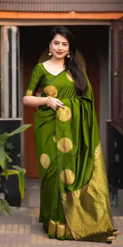 KP 5062 Olive Green Color Soft Lichi Silk Cloth Rich Pallu Saree Casual, Party Wear, Wedding, Events Etc.   Expected Delivery 4-6 Working Days @ 1299/- | Bollywood Sarees, Creative Sarees, Designer Sarees, Embroidered Sarees, Ethnic Saree, Modern Digital sarees, Party Wear Sarees, Sarees