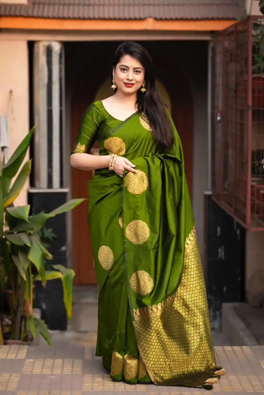KP 5062 Olive Green Color Soft Lichi Silk Cloth Rich Pallu Saree Casual, Party Wear, Wedding, Events Etc.   Expected Delivery 4-6 Working Days @ 1299/- | Bollywood Sarees, Creative Sarees, Designer Sarees, Embroidered Sarees, Ethnic Saree, Modern Digital sarees, Party Wear Sarees, Sarees
