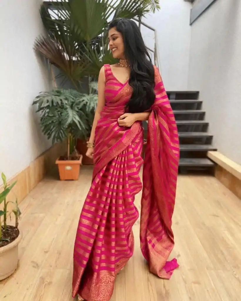 KP 4085 Pink Color Soft Lichi Silk Jacquard On All Over Saree Casual, Party Wear, Wedding, Events Etc. Expected Delivery 4-6 Working Days @1399/- | Bollywood Sarees, Creative Sarees, Designer Sarees, Embroidered Sarees, Ethnic Saree, Modern Digital sarees, Party Wear Sarees, Sarees