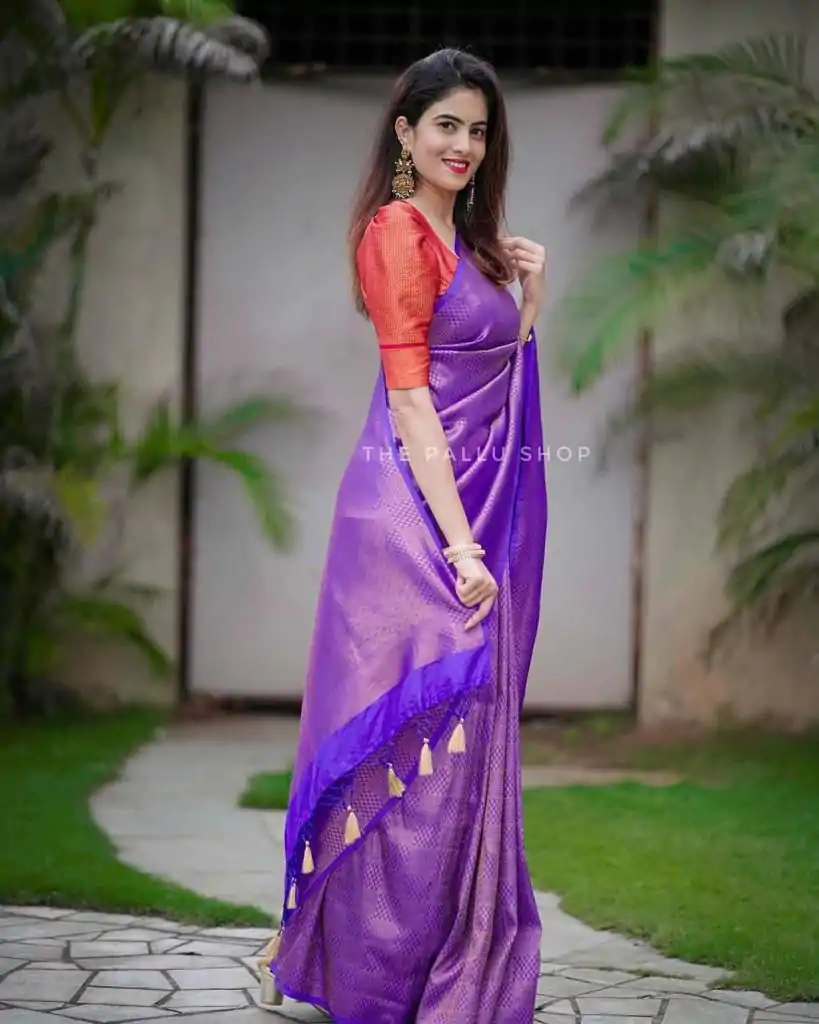 KP 4099 Purple Color Soft Lichi Silk Cloth Rich Pallu All Over Saree Events Casual, Wedding, Festive, Events Etc. Expected Delivery  4-6 Working Days @1349/- | Bollywood Sarees, Creative Sarees, Designer Sarees, Embroidered Sarees, Ethnic Saree, Modern Digital sarees, Party Wear Sarees, Sarees