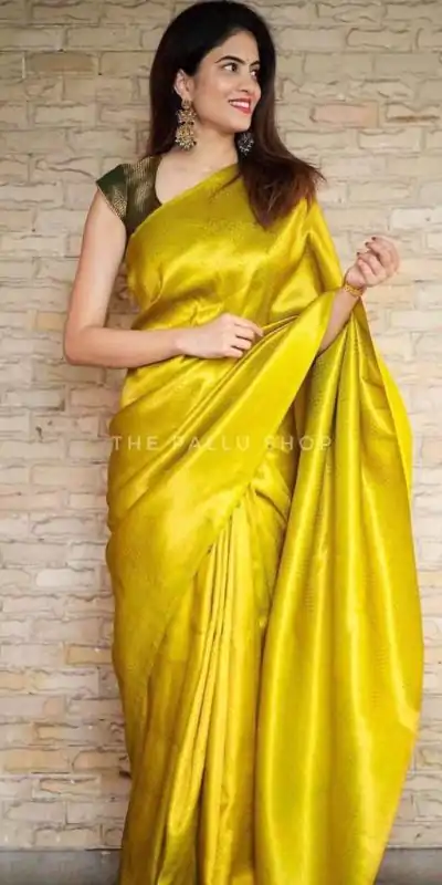 KP 4099 Yellow Color Soft Lichi Silk Cloth Rich Pallu All Over Saree Events Casual, Wedding, Festive, Events Etc. Expected Delivery  4-6 Working Days @1349/- | Bollywood Sarees, Creative Sarees, Designer Sarees, Embroidered Sarees, Ethnic Saree, Modern Digital sarees, Party Wear Sarees, Sarees