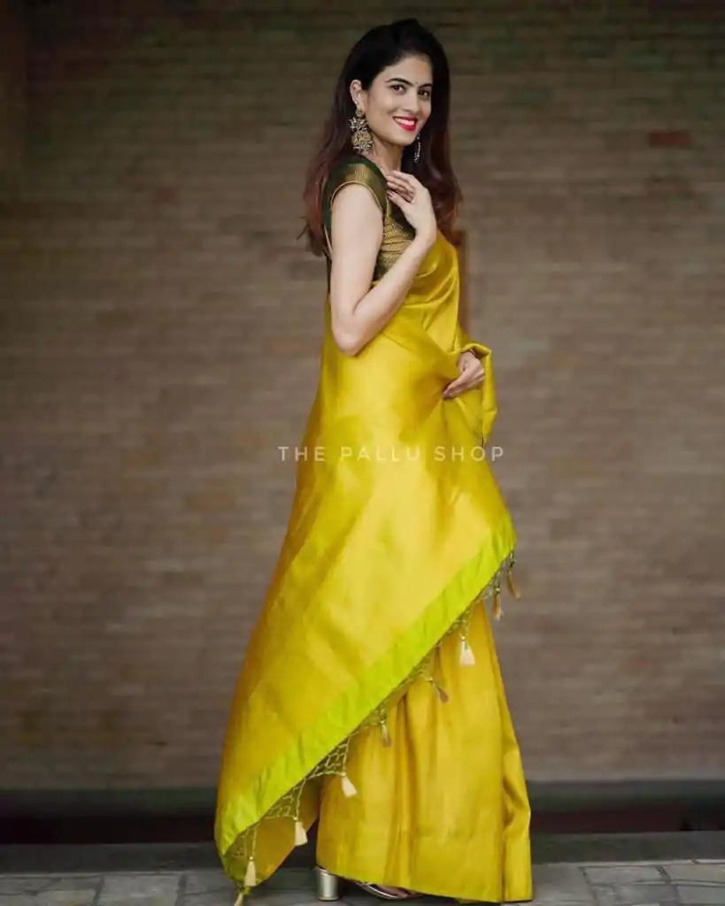 KP 4099 Yellow Color Soft Lichi Silk Cloth Rich Pallu All Over Saree Events Casual, Wedding, Festive, Events Etc. Expected Delivery  4-6 Working Days @1349/- | Bollywood Sarees, Creative Sarees, Designer Sarees, Embroidered Sarees, Ethnic Saree, Modern Digital sarees, Party Wear Sarees, Sarees
