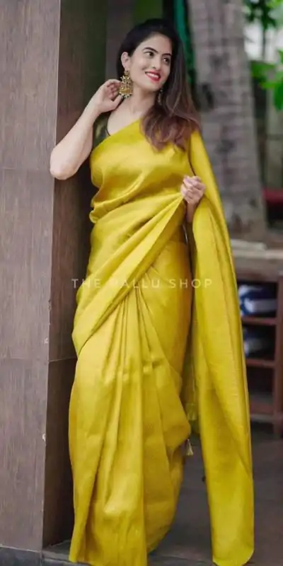 KP 4099 Yellow Color Soft Lichi Silk Cloth Rich Pallu All Over Saree Events Casual, Wedding, Festive, Events Etc. Expected Delivery  4-6 Working Days @1349/- | Bollywood Sarees, Creative Sarees, Designer Sarees, Embroidered Sarees, Ethnic Saree, Modern Digital sarees, Party Wear Sarees, Sarees