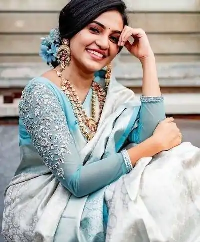 ES 8161 Silver Color Soft Lichi Silk Butti Work Saree Casual, Wedding, Party, Festive, Events Etc. Expected Delivery 4-6 Working Days @1499/- | Bollywood Sarees, Creative Sarees, Designer Sarees, Embroidered Sarees, Ethnic Saree, Modern Digital sarees, Party Wear Sarees, Sarees