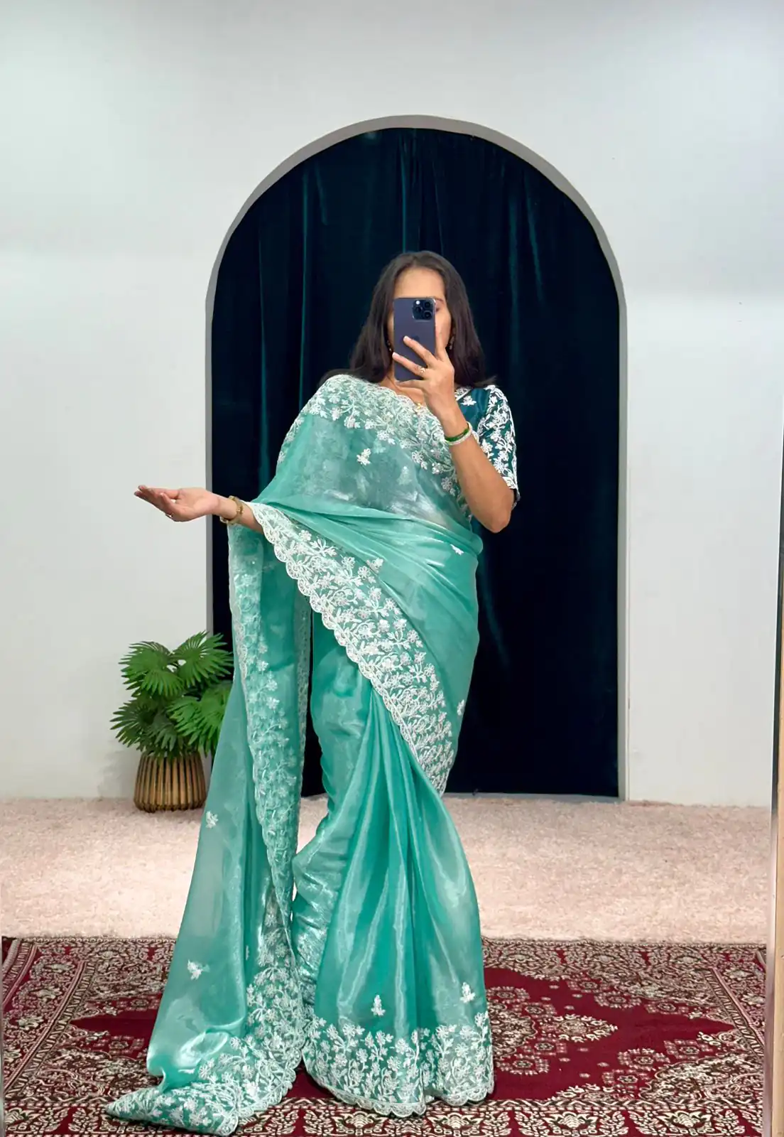 ST 471 Blue Color Burberry With Blooming Embroidery Saree Casual, Wedding, Party, Festive, Events Etc. Expected Delivery 4-6 Working Days @1999/- | Bollywood Sarees, Creative Sarees, Designer Sarees, Embroidered Sarees, Ethnic Saree, Modern Digital sarees, Party Wear Sarees, Sarees