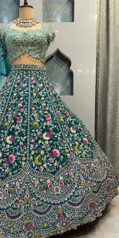 BD 1607 Blue Color Malai Silk Sequins Embroidered Lehenga Choli Casual, Wedding, Festive, Events Expected Delivery 4-6 Working Days @3249/- | Bollywood Lehenga, Creative Lehenga, Designer Lehenga, Embroidered Lehenga, Lehenga, Party Wear Lehenga