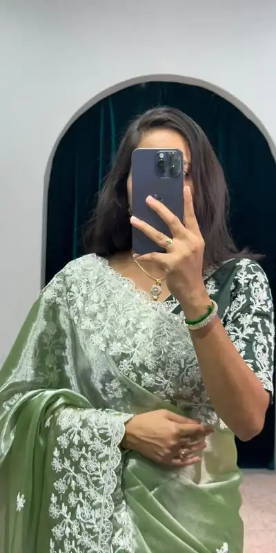 ST 471 Green Color Burberry With Blooming Embroidery Saree Casual, Wedding, Party, Festive, Events Etc. Expected Delivery 4-6 Working Days @1999/- | Bollywood Sarees, Creative Sarees, Designer Sarees, Embroidered Sarees, Ethnic Saree, Modern Digital sarees, Party Wear Sarees, Sarees