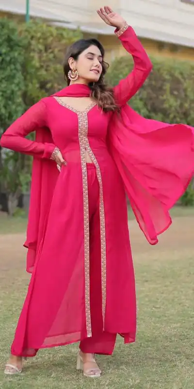 VLM 136 Pink Color Georgette Embroidery Sequence Salwar Suit Wedding, Party, Festive, Events Expected Delivery 4-6 Working Days @ 1699/- Only | Casual Suits, Creative suits, Designer Suits, Party Wear Suits, Salwar suit, Straight Suits