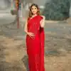 Aglow Red Color Georgette Sequins Embroidery Work Saree