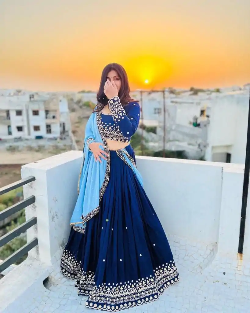 RC 227 Royal Blue Color Heavy Georgette Embroidery Sequins Lehenga Choli Casual, Party Wedding, Festive, Events Etc. Delivery 4-6 Working Days 1999/- | Bollywood Lehenga, Creative Lehenga, Designer Lehenga, Embroidered Lehenga, Lehenga, Party Wear Lehenga