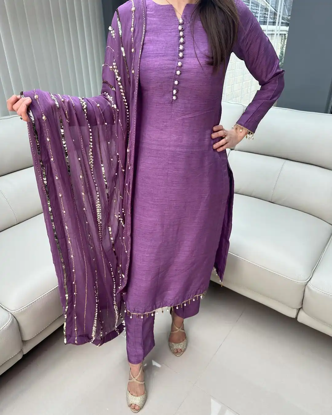 SRK 5161 Violet Color Chinnon Silk Embroidery Coding Dori Salwar Suit Wedding, Party, Festive, Events Expected Delivery 4-6 Working Days @ 1899/- | Jump Suits, Casual Suits, Creative suits, Designer Suits, Palazzo Suits, Party Wear Suits, Patiala Suits, Salwar suit, Straight Suits