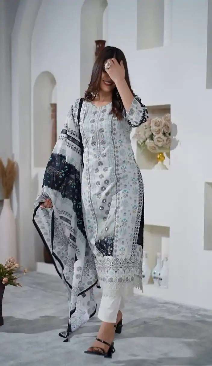 DC G54 White Color Maslin Digital Printed Hand Work Salwar Suit Casual, Wedding, Party, Festive, Events Etc. Expected Delivery 4-6 Working Days @1799/- | Casual Suits, Creative suits, Designer Suits, Palazzo Suits, Party Wear Suits, Patiala Suits, Salwar suit, Straight Suits