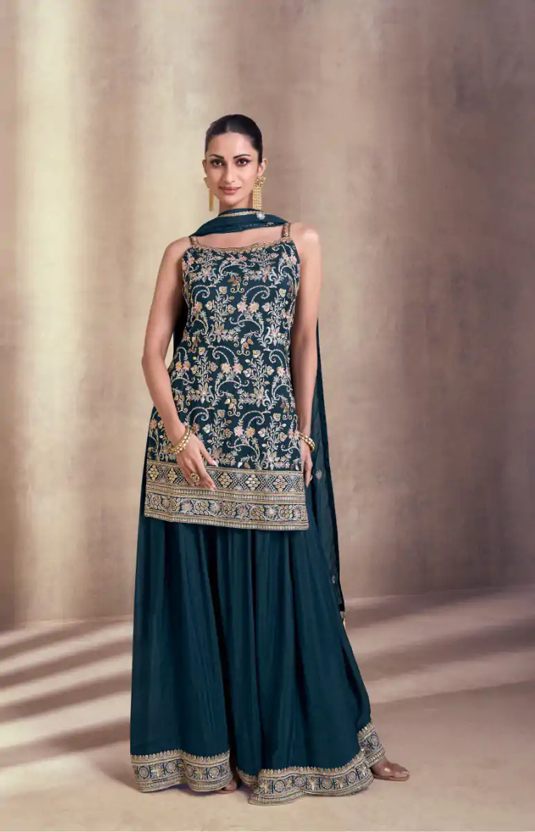 DS Sayuri 5407 Peacock Green Color Faux Georgette Embroidery Work Salwar Suit Wedding, Party, Festive, Events Expected Delivery 4-6 Working Days @ 2149/- | Jump Suits, Casual Suits, Creative suits, Designer Suits, Palazzo Suits, Party Wear Suits, Patiala Suits, Salwar suit, Straight Suits