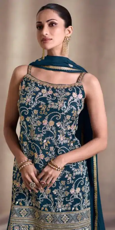 DS Sayuri 5407 Peacock Green Color Faux Georgette Embroidery Work Salwar Suit Wedding, Party, Festive, Events Expected Delivery 4-6 Working Days @ 2149/- | Jump Suits, Casual Suits, Creative suits, Designer Suits, Palazzo Suits, Party Wear Suits, Patiala Suits, Salwar suit, Straight Suits